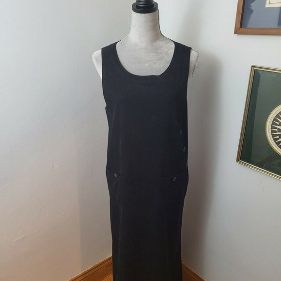 EUC Vintage 90s Retro Goth Talbots Black Velvet Long Maxi Dress Size 8 Pockets - Picture 7 of 11